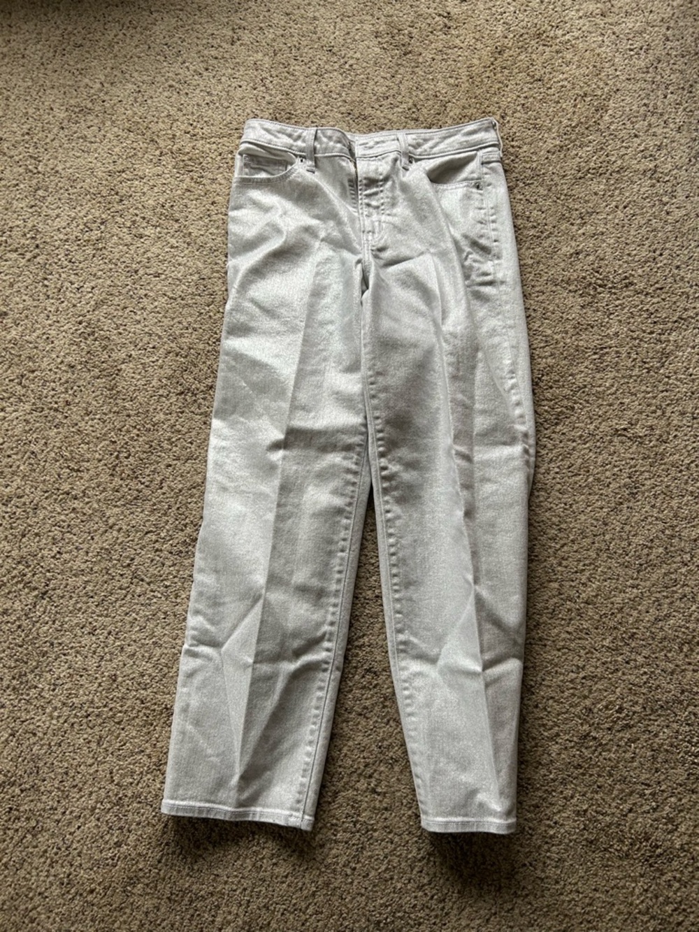 Old Navy metallic silver High-Rise OG Loose Jeans size 6